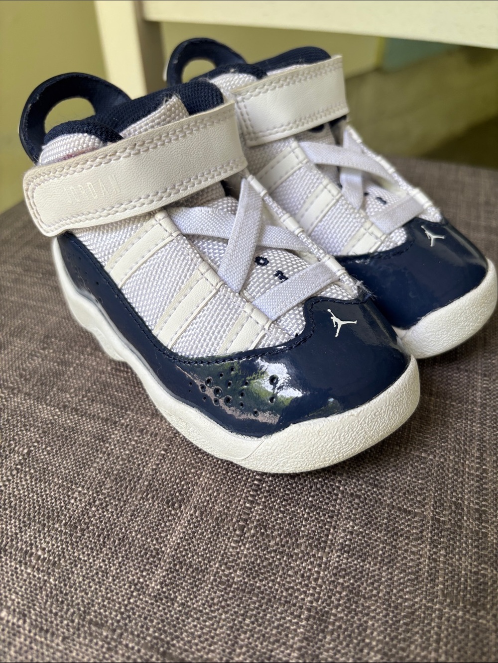Jordan Kids Navy and White Hook-and-Loop Sneakers